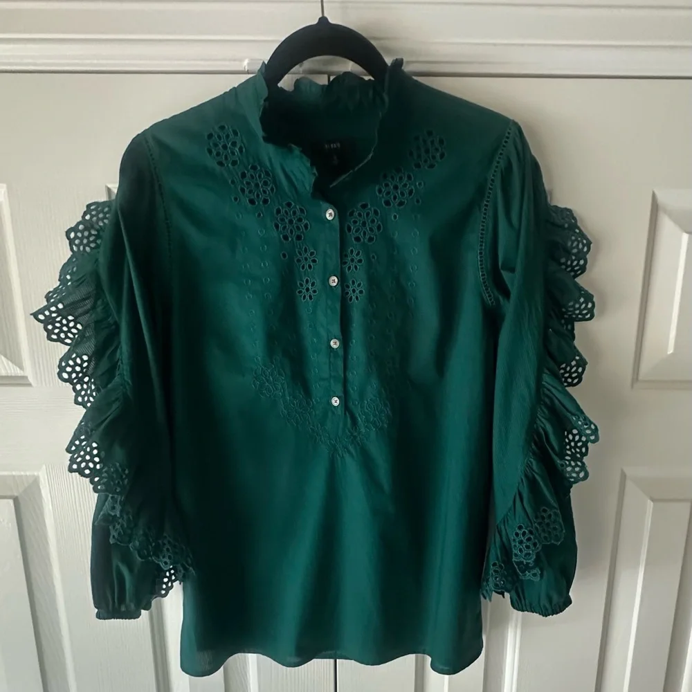 J. Crew, Ruffle 3/4 Length Sleeve, Blouse Size S Excellent Condition